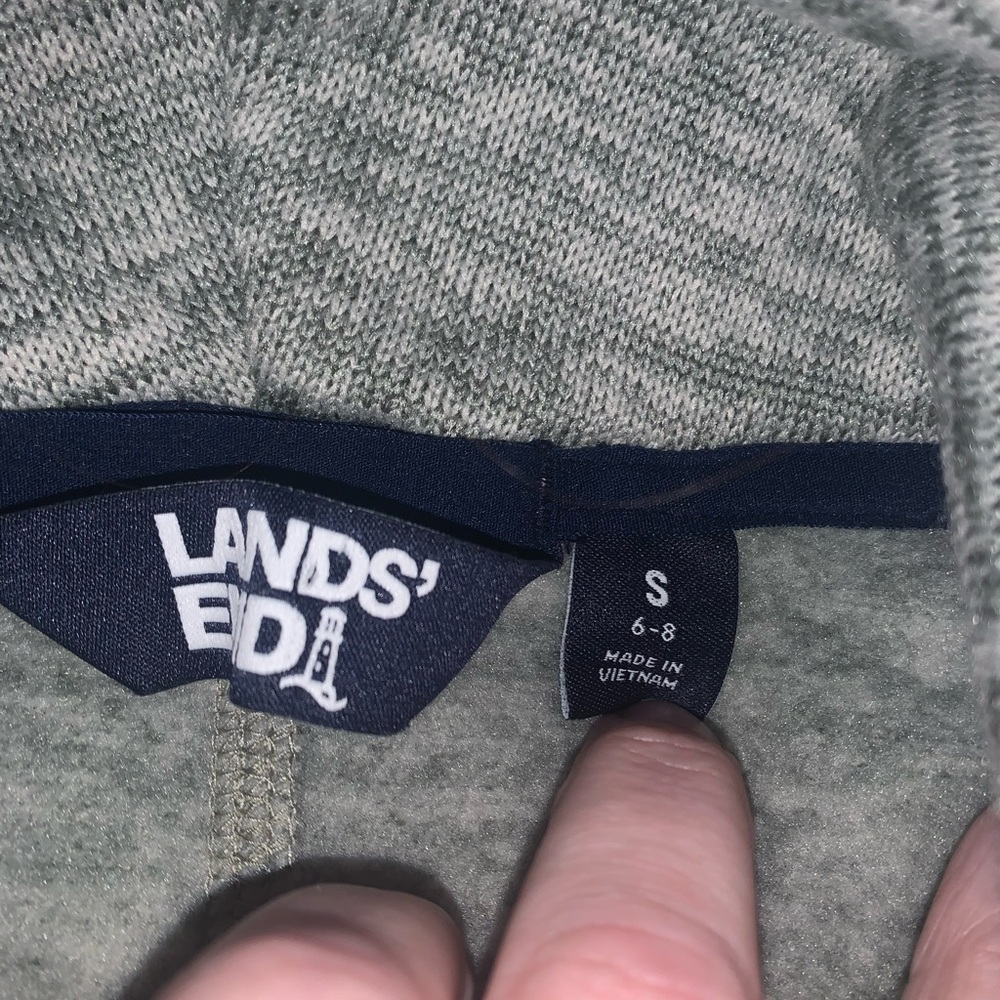 Lands End Small grey funnel neck warm sweater made with OEKO-TEX faux wrap - Picture 5 of 8